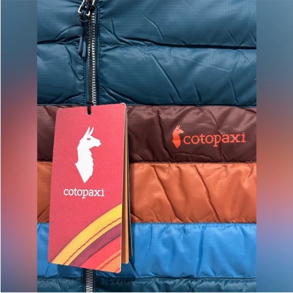 Cotopaxi Women’s XL Fuego Down Insulated Puff Vest Blue Teal Abyss Stripes NWT - Picture 4 of 13